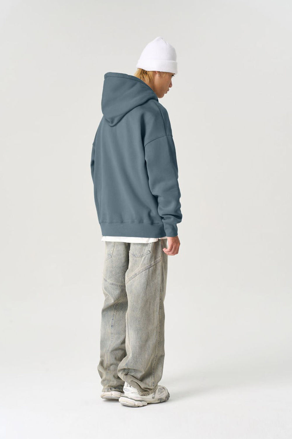 350G Plush Windproof Collar Hooded Sweatshirt with Semi-High Neck