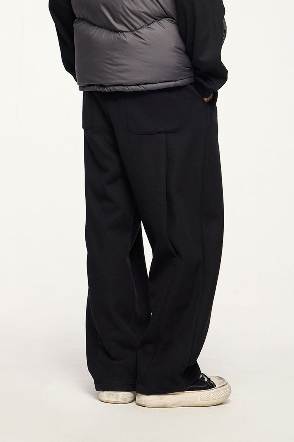 450g Heavyweight Fleece Pleated Rivet Wide-Leg Sports Trousers