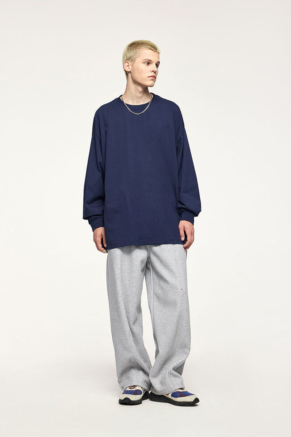 450g Heavyweight Fleece Pleated Rivet Wide-Leg Sports Trousers