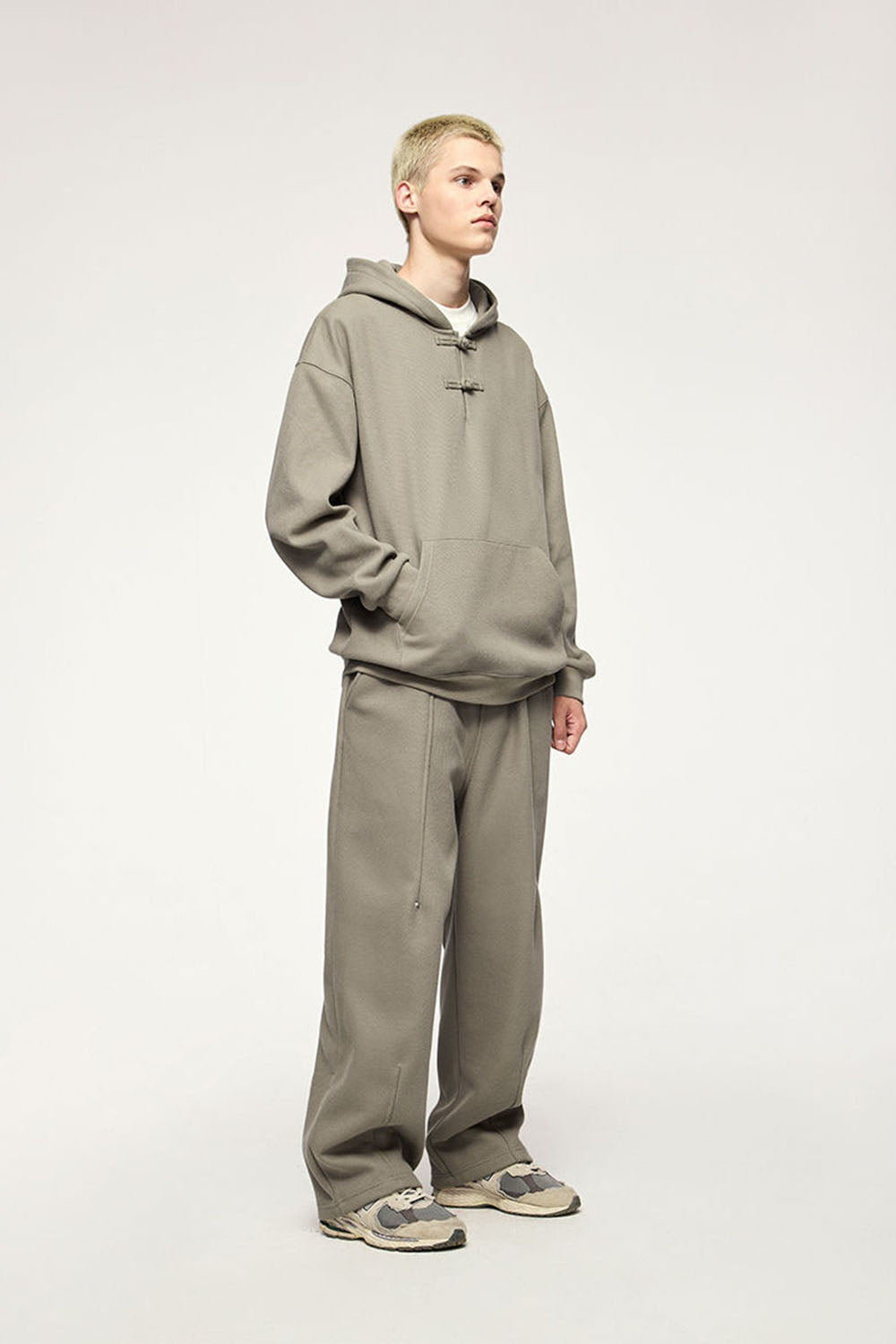 450g Heavyweight Fleece Pleated Rivet Wide-Leg Sports Trousers