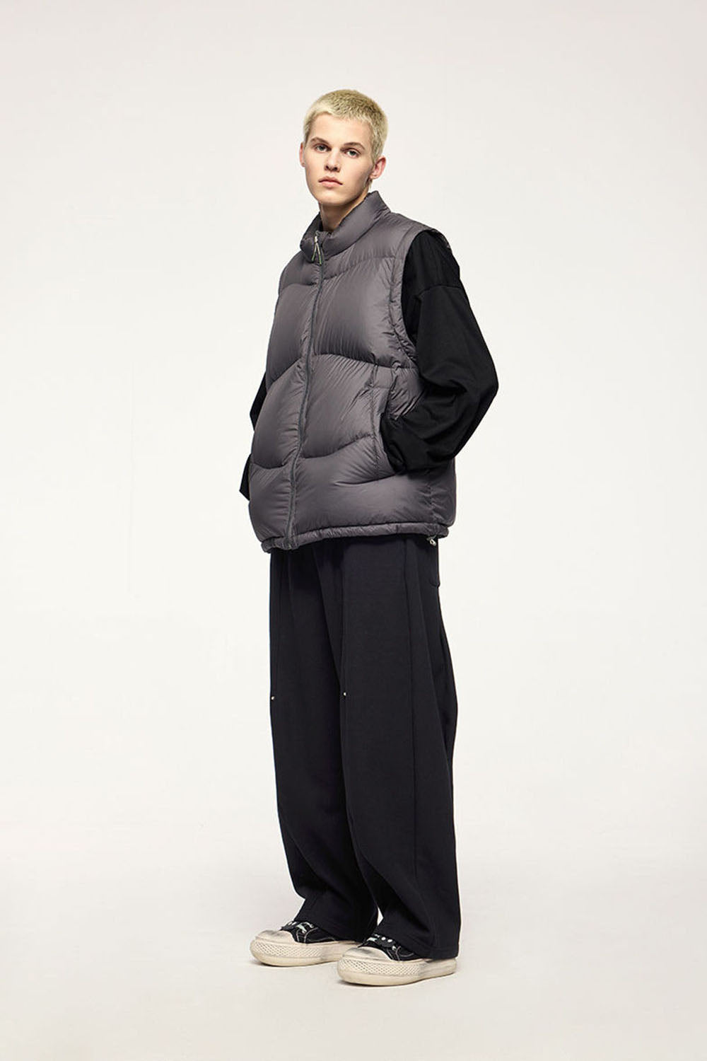 450g Heavyweight Fleece Pleated Rivet Wide-Leg Sports Trousers