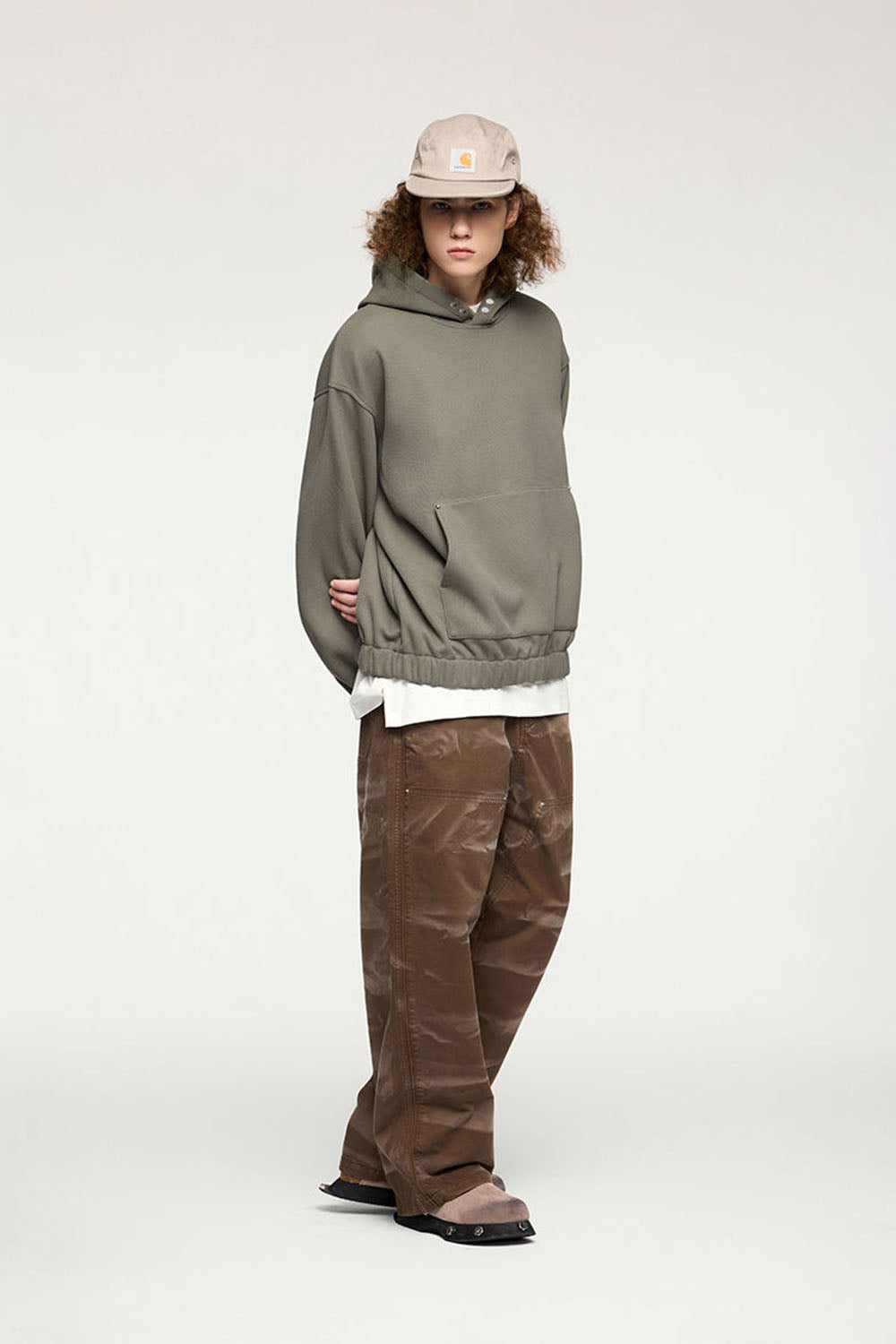 450g Rivet Fleece Hooded Sweatshirt Short Loose Top