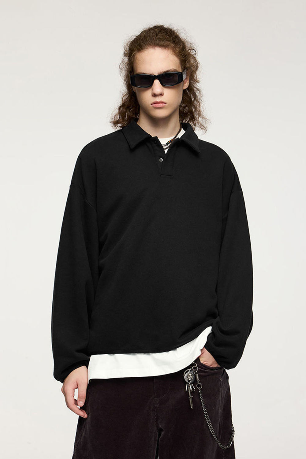 Fleece Polo Collar Pullover: Stylish and Comfortable Top