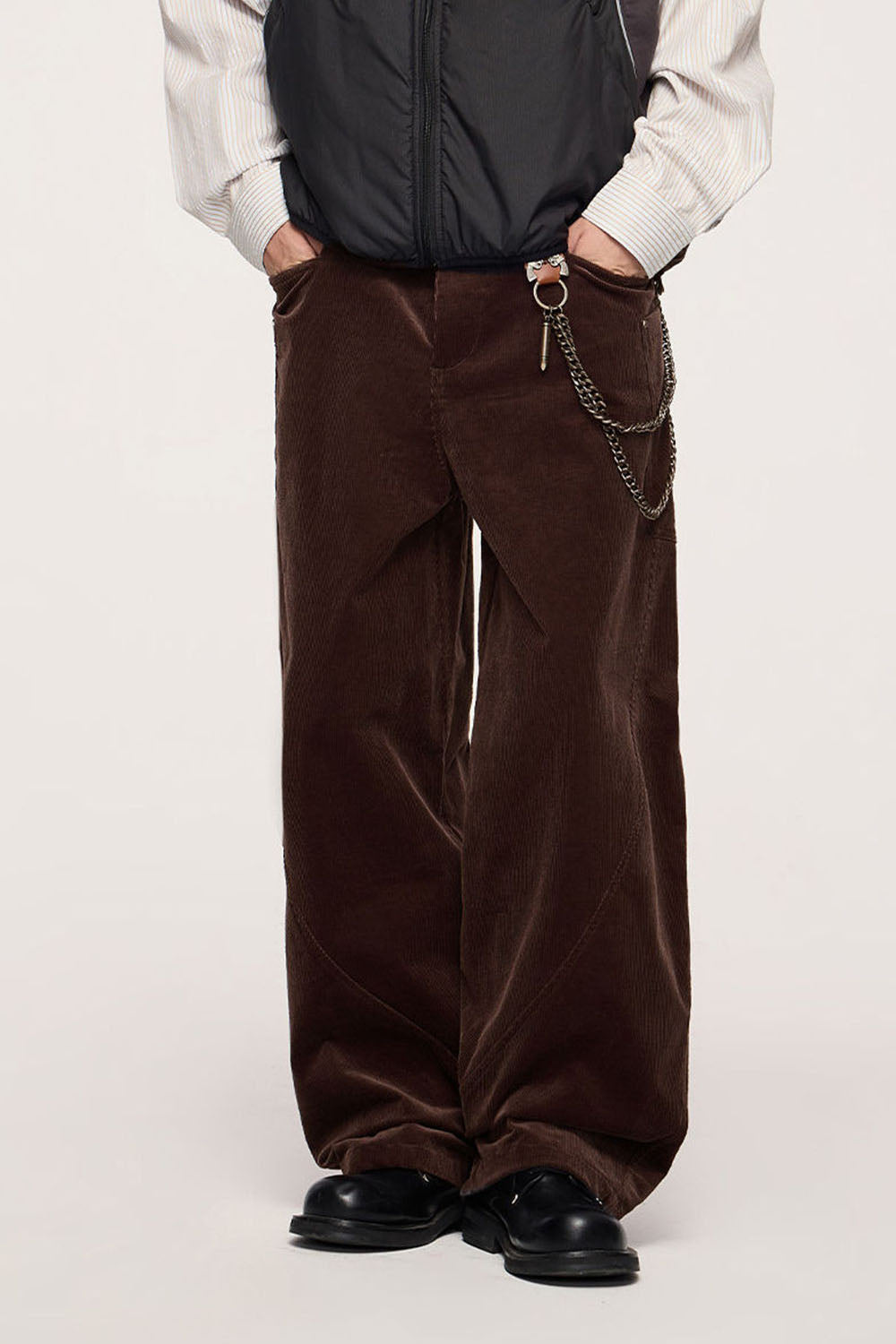 Cotton Corduroy Curved Utility Pants: Retro Sculpted Cut