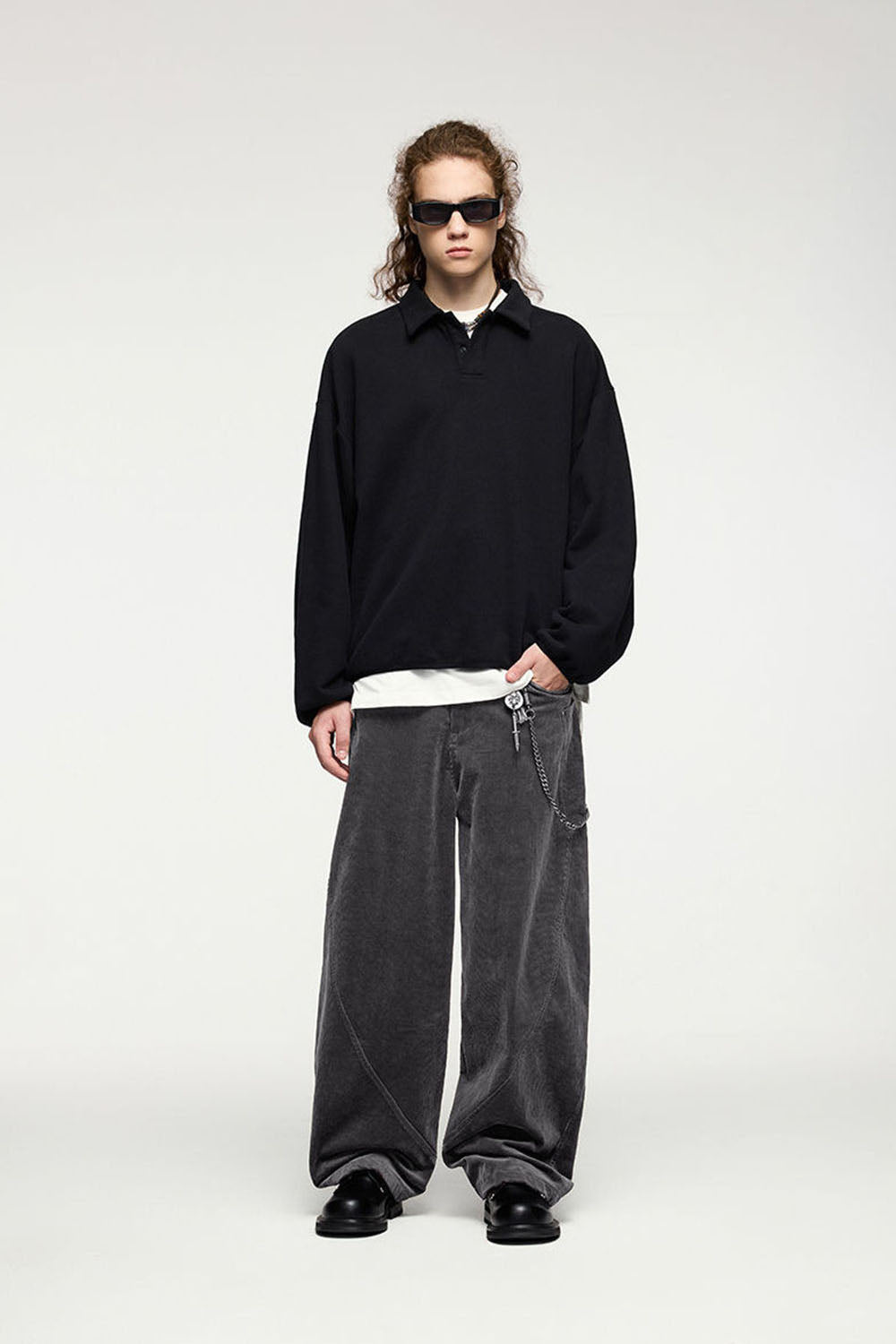 Cotton Corduroy Curved Utility Pants: Retro Sculpted Cut