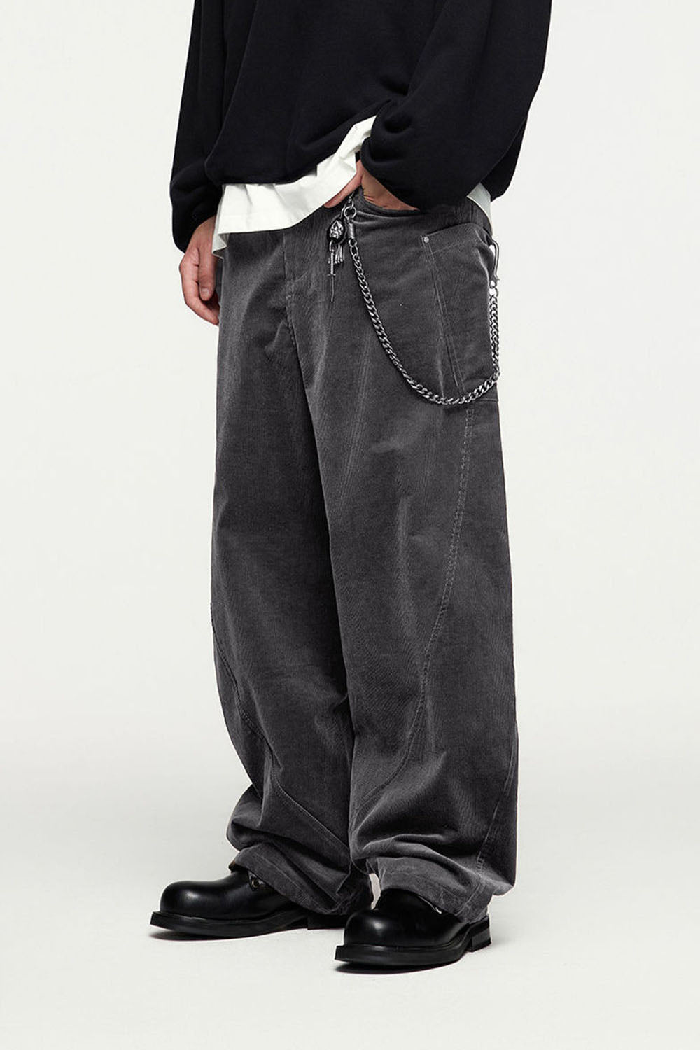 Cotton Corduroy Curved Utility Pants: Retro Sculpted Cut