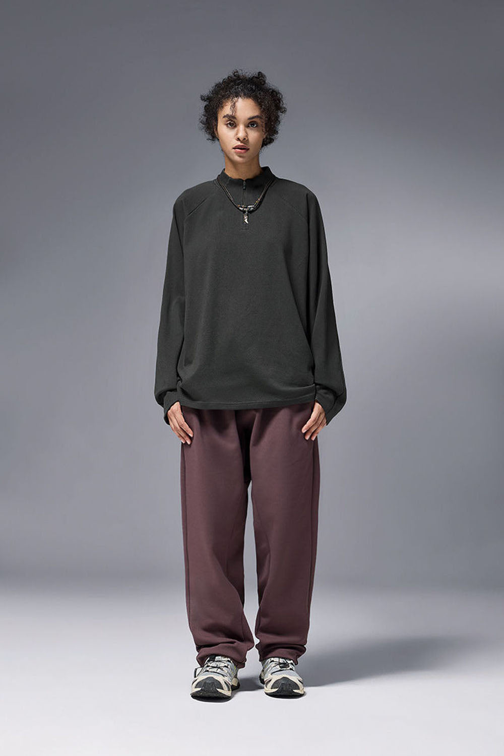 Double-Sided Velvet Half-Zip Outdoor Base T-Shirt: Drop Shoulder Long Sleeve for Cycling