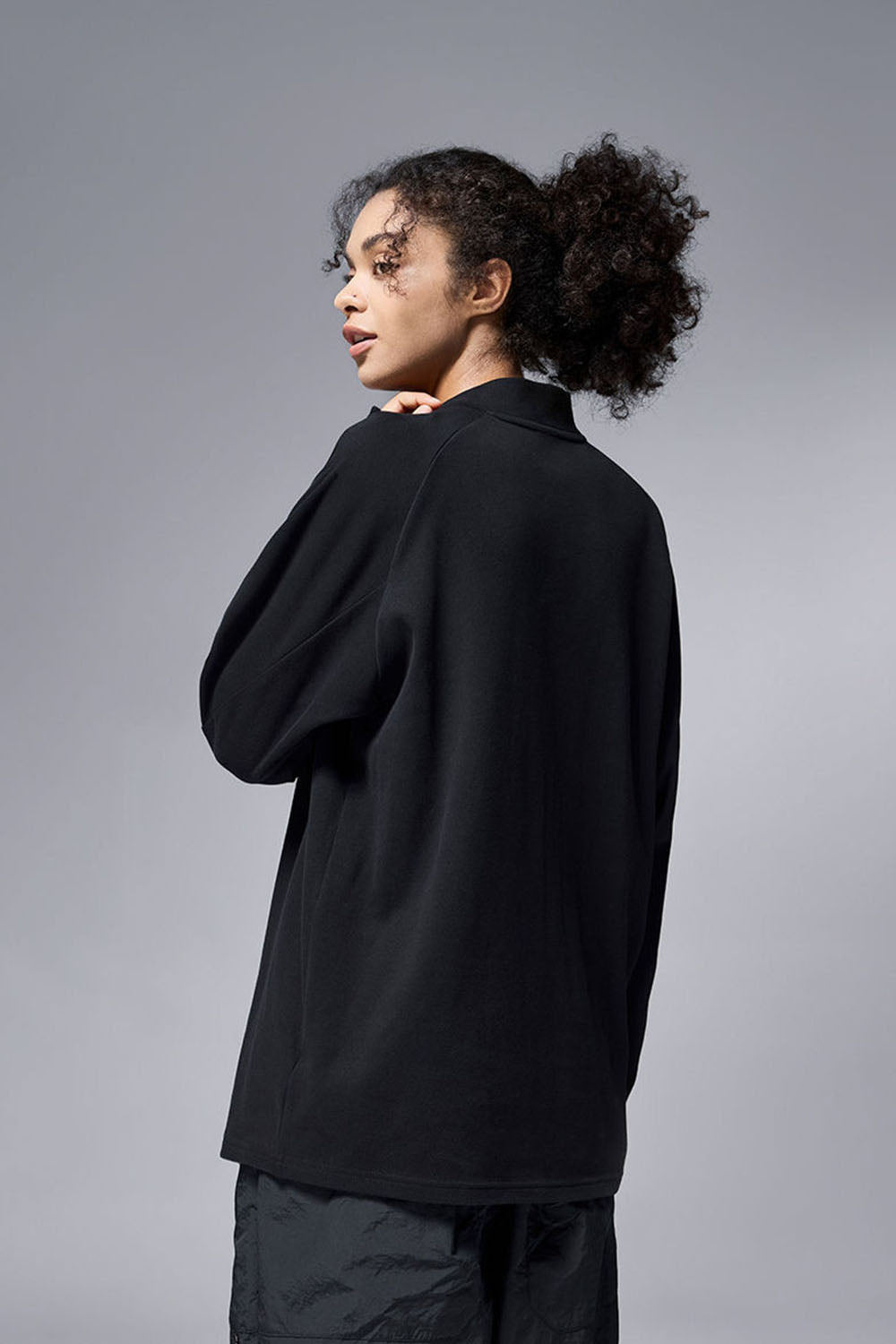 Double-Sided Velvet Half-Zip Outdoor Base T-Shirt: Drop Shoulder Long Sleeve for Cycling