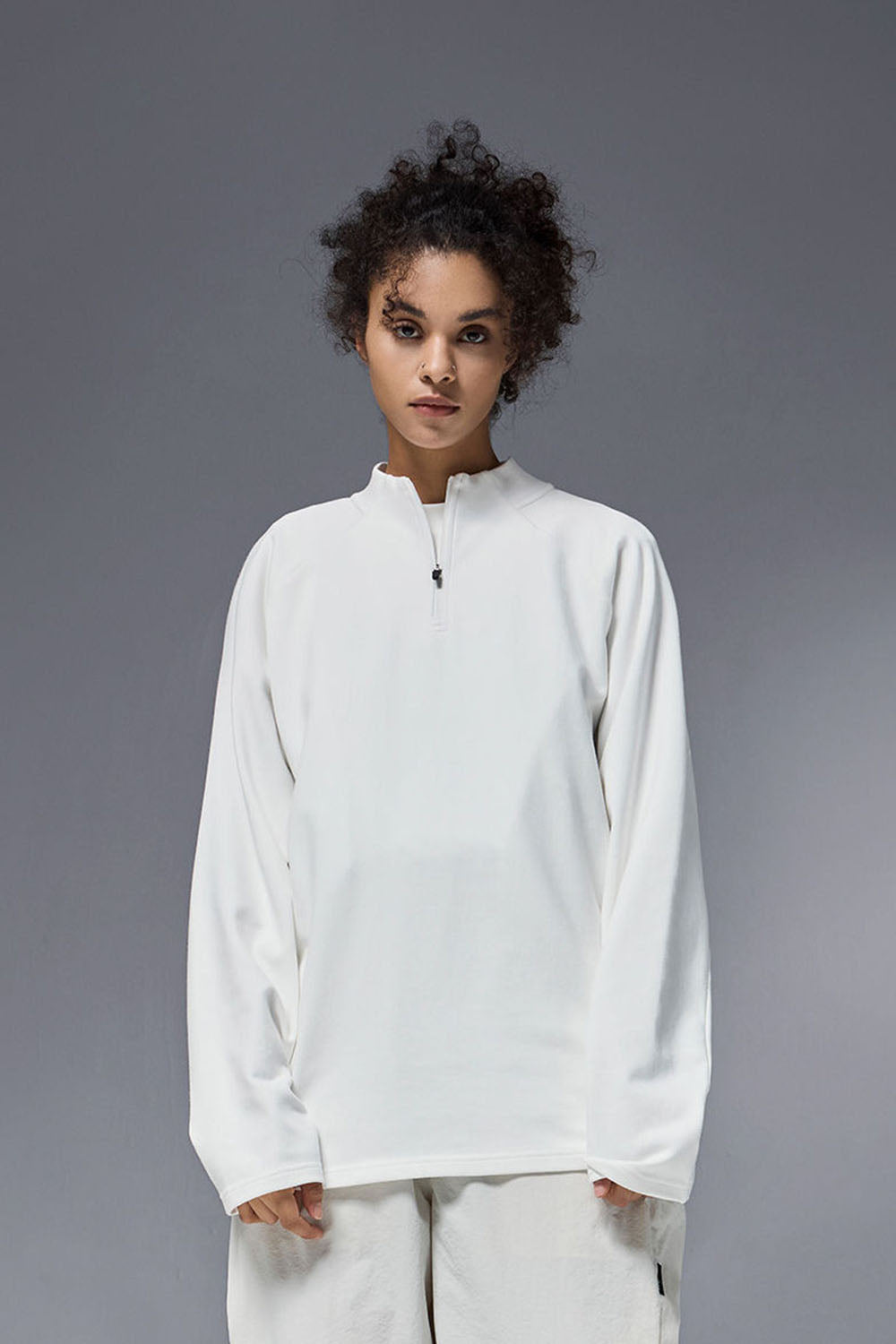 Double-Sided Velvet Half-Zip Outdoor Base T-Shirt: Drop Shoulder Long Sleeve for Cycling