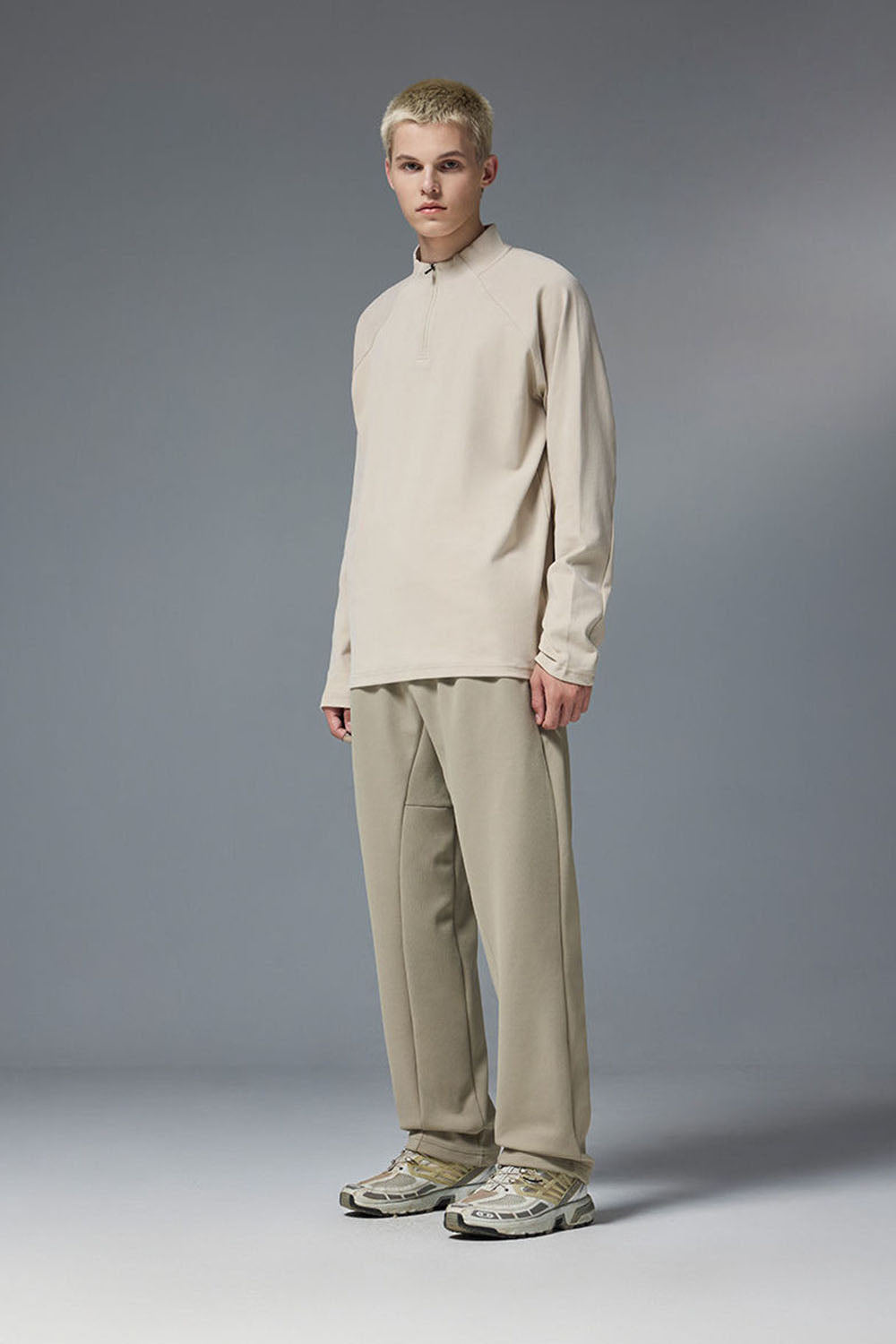 Double-Sided Velvet Half-Zip Outdoor Base T-Shirt: Drop Shoulder Long Sleeve for Cycling