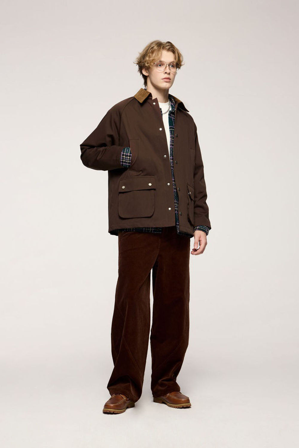 Elastic Wrinkle-Resistant Safari Jacket: Vintage Workwear with Fold-Over Collar