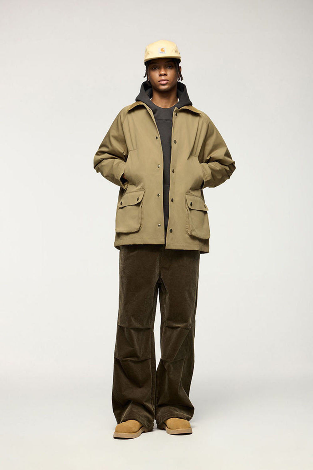 Elastic Wrinkle-Resistant Safari Jacket: Vintage Workwear with Fold-Over Collar