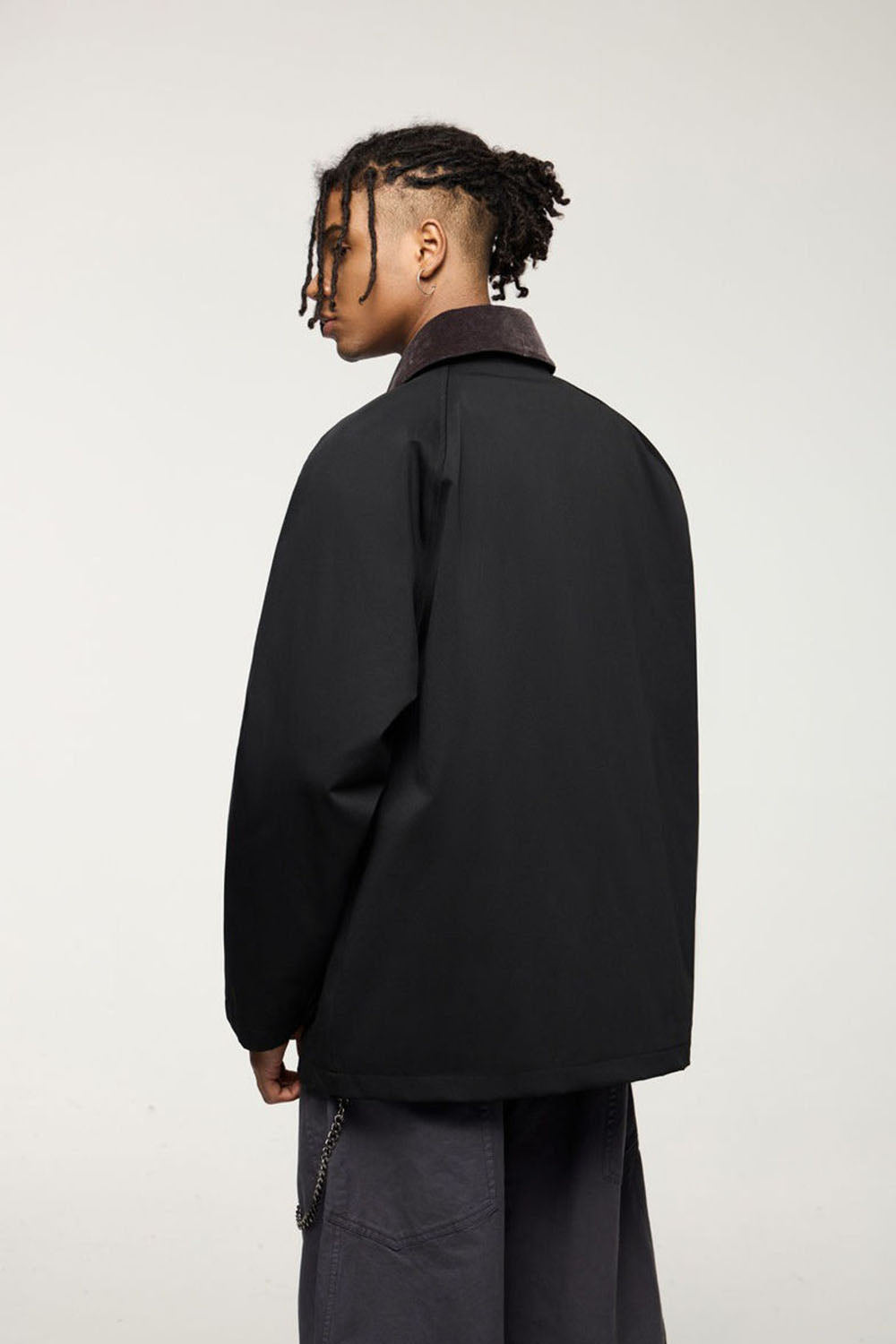 Elastic Wrinkle-Resistant Safari Jacket: Vintage Workwear with Fold-Over Collar