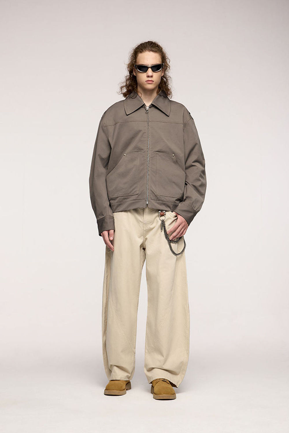 Elastic Rivet Utility Cropped Jacket: Vintage Collared Lumberjack Workwear