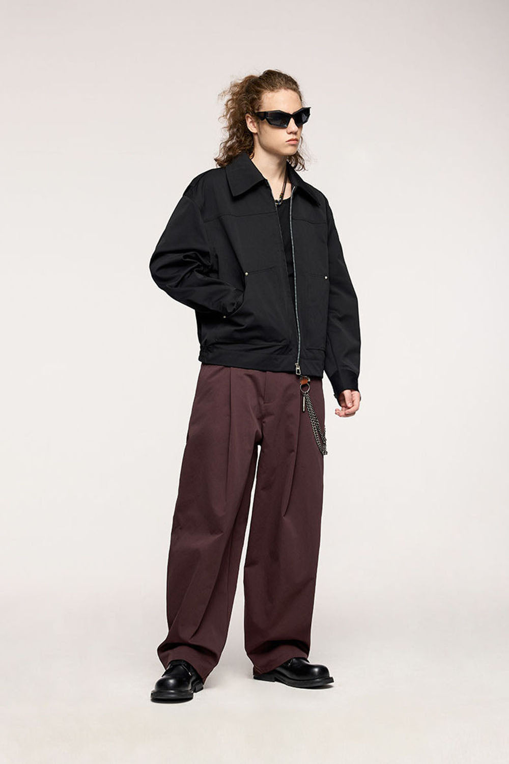 Elastic Rivet Utility Cropped Jacket: Vintage Collared Lumberjack Workwear