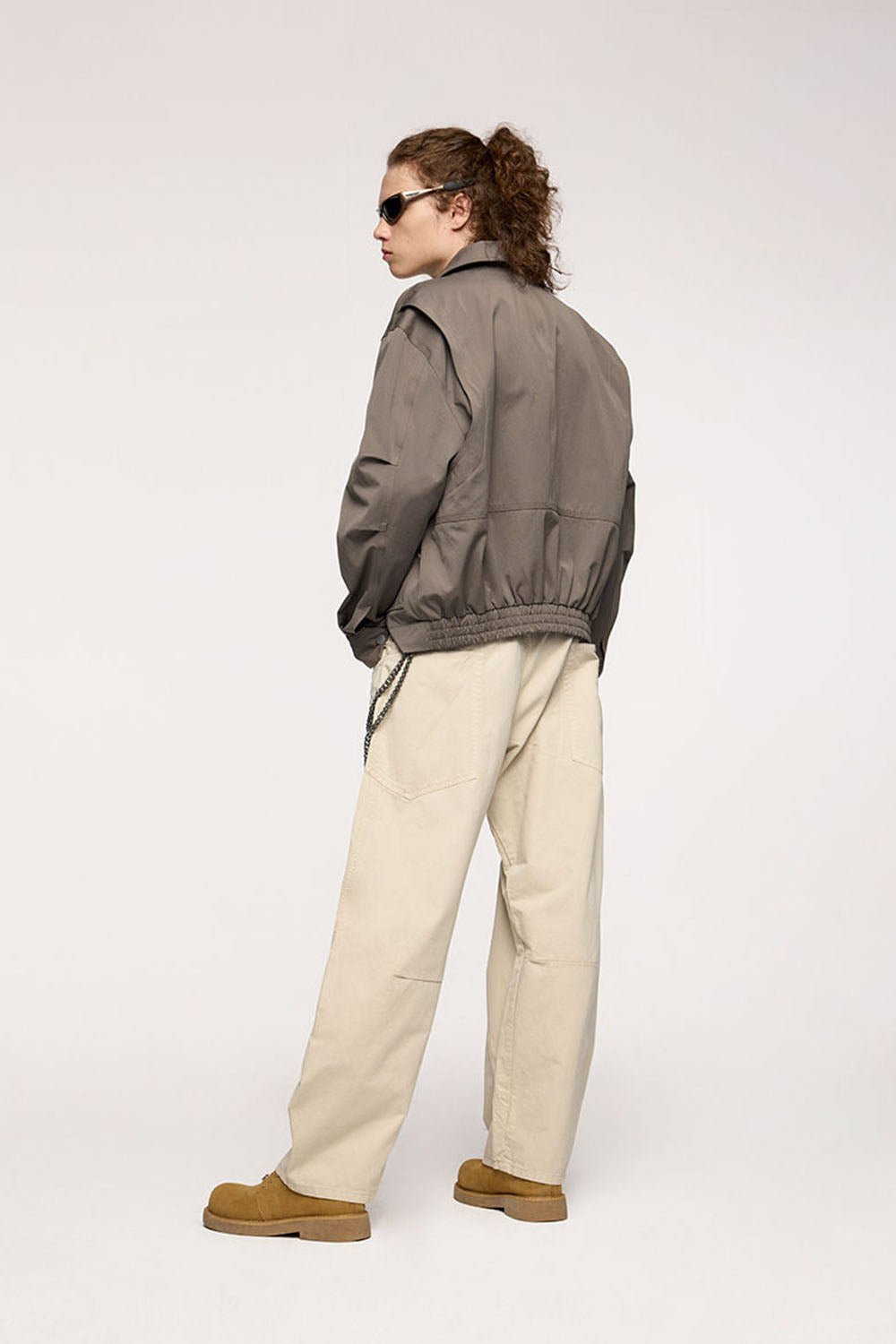 Elastic Rivet Utility Cropped Jacket: Vintage Collared Lumberjack Workwear