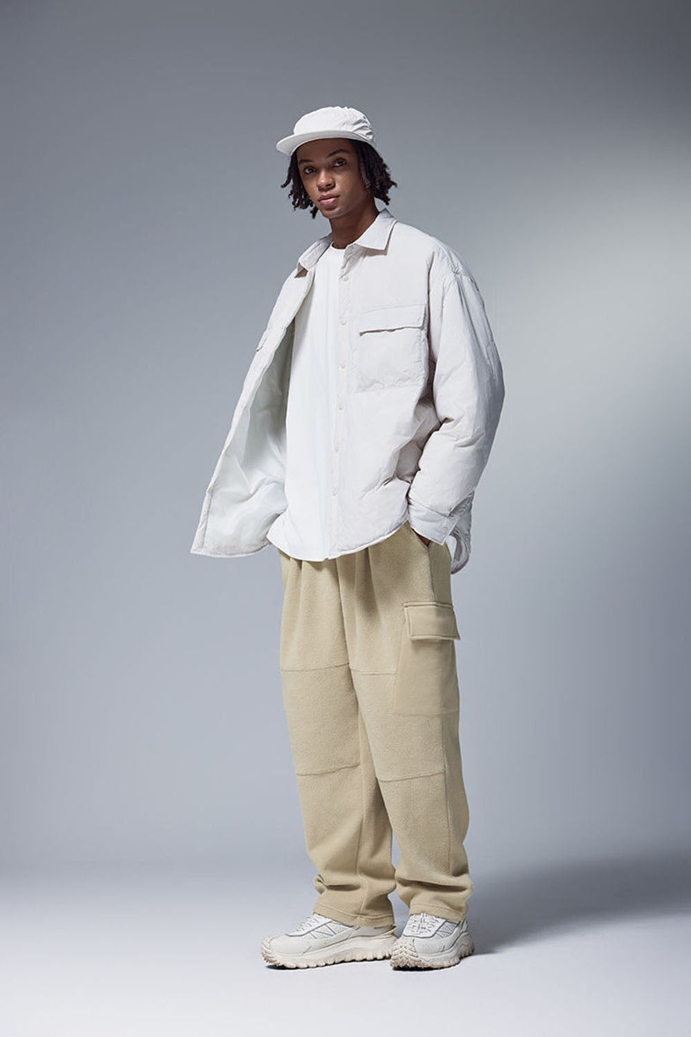 Thermostatic Yarn Fleece Utility Trousers: 325G Casual Straight-Leg Pants