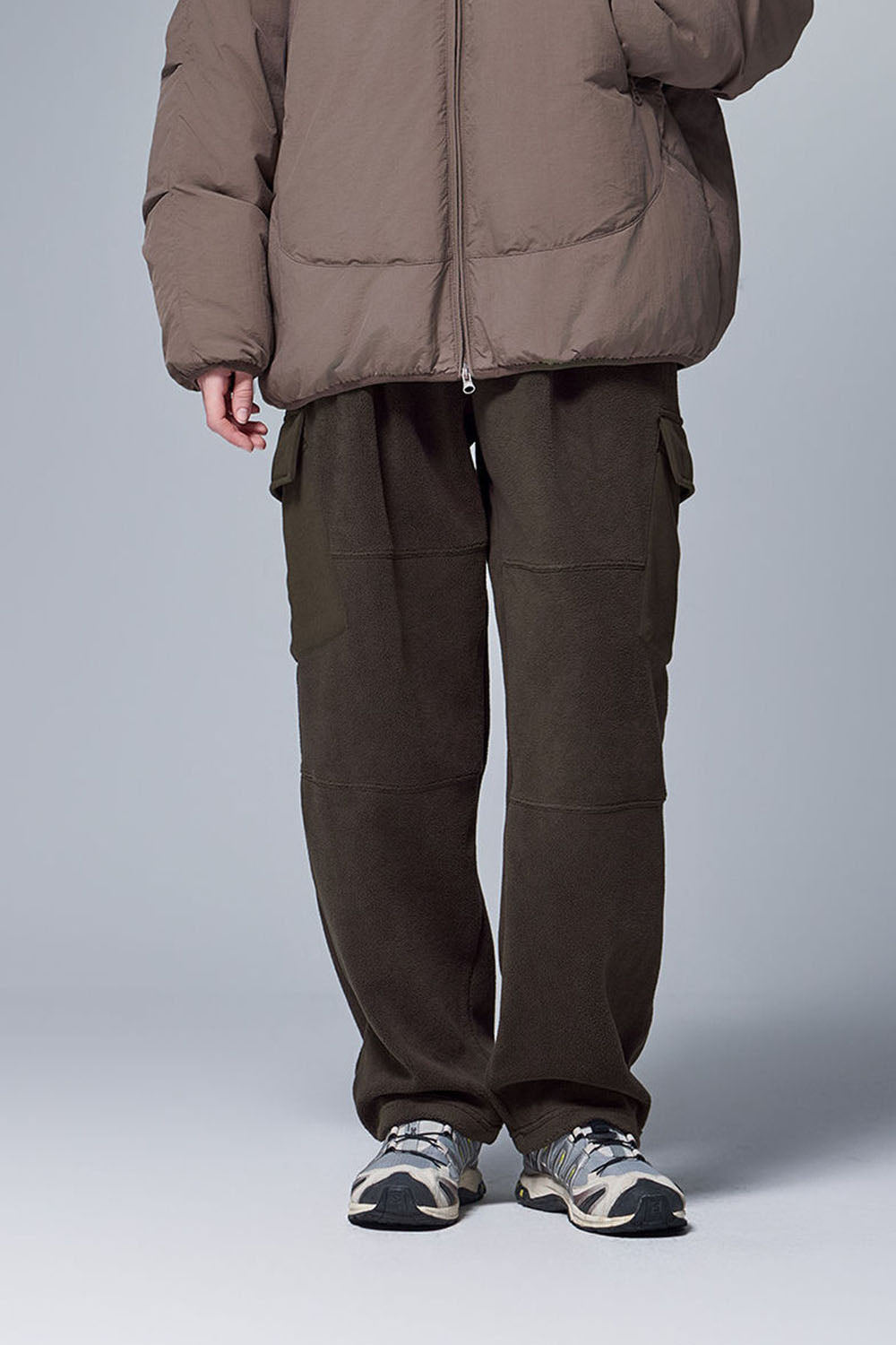 Thermostatic Yarn Fleece Utility Trousers: 325G Casual Straight-Leg Pants