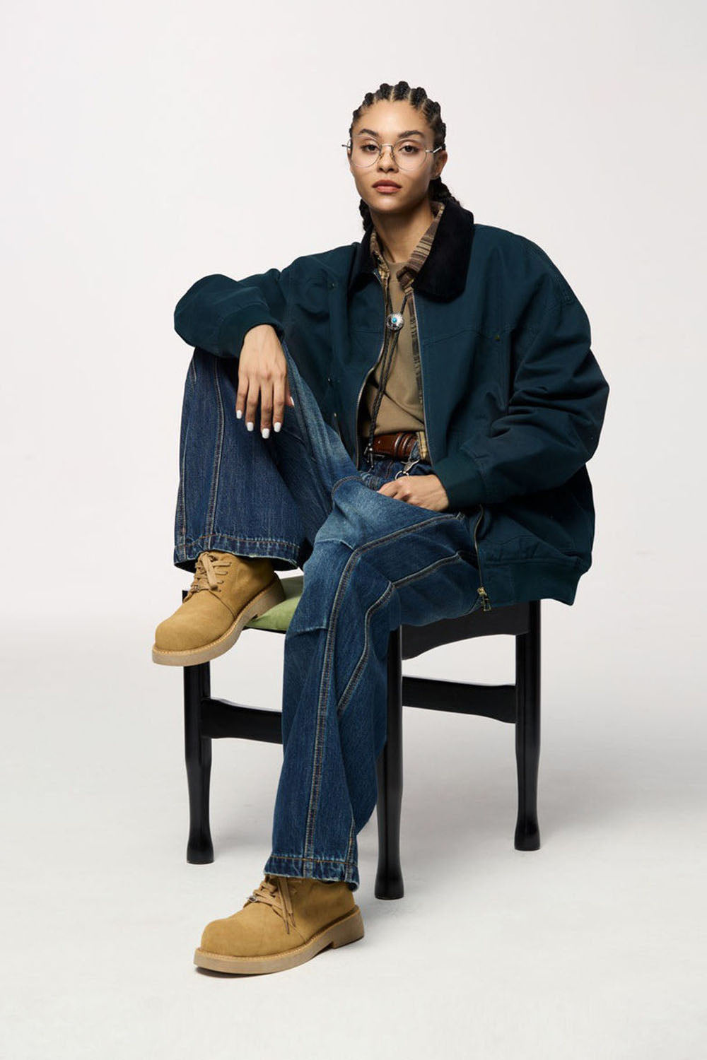 Retro Color-Block Corduroy Detroit Jacket with Flip Collar