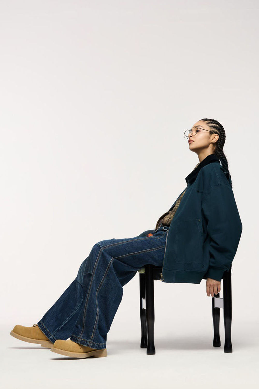 Retro Color-Block Corduroy Detroit Jacket with Flip Collar