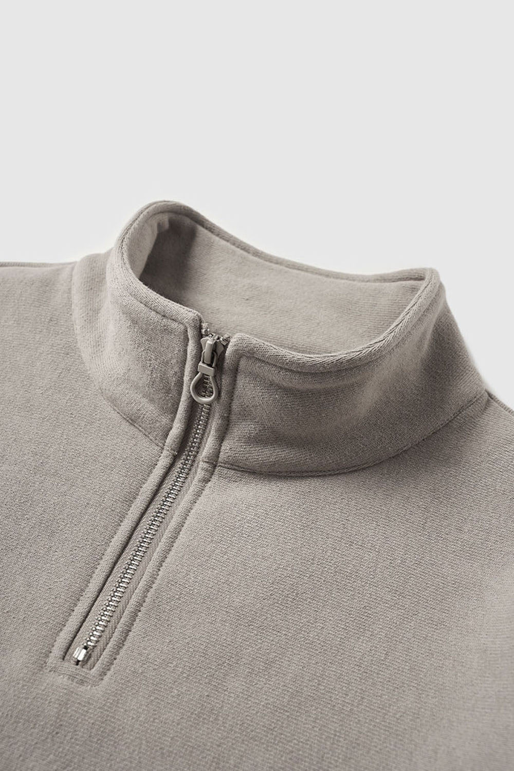 Horizontal Knit Half-Zip Fleece Sweatshirt with Stand Collar and Loose Fit