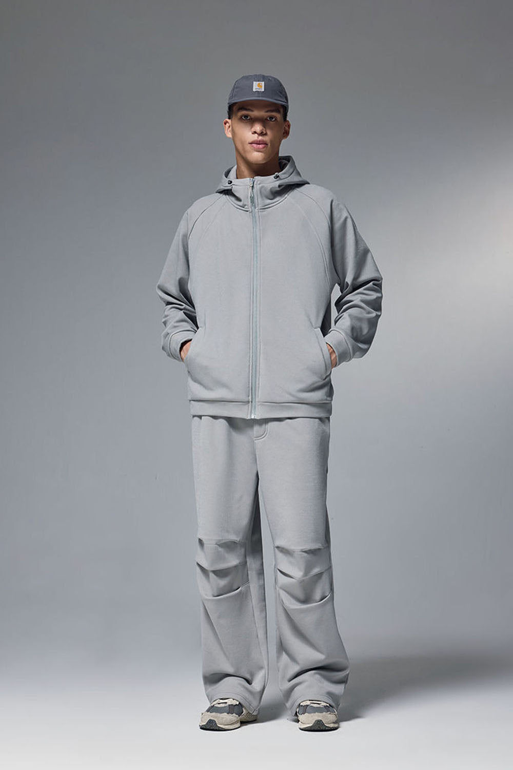 Hydrogen Four-Way Stretch Hooded Jacket with Plain Zip-Up Windproof Fleece