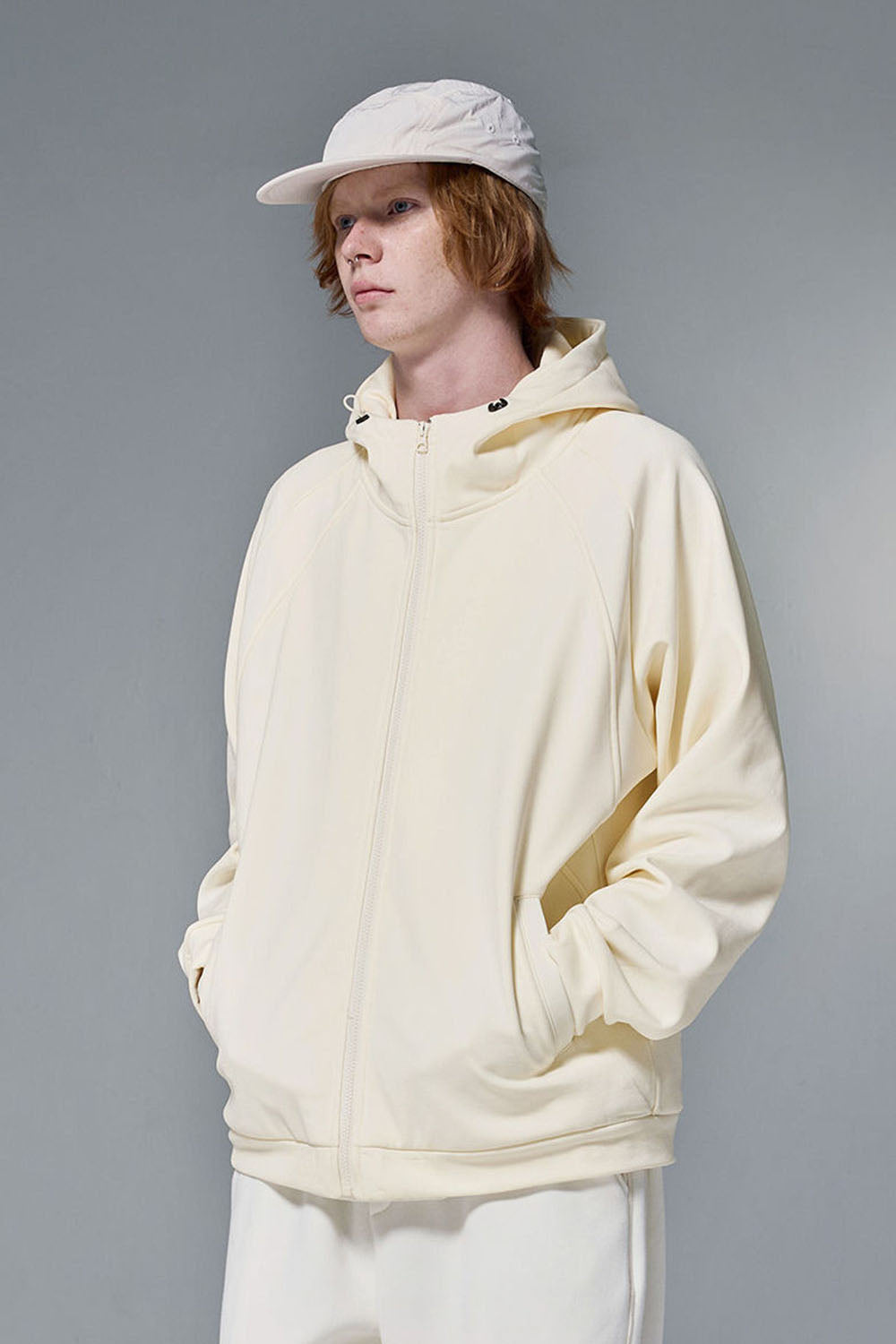 Hydrogen Four-Way Stretch Hooded Jacket with Plain Zip-Up Windproof Fleece