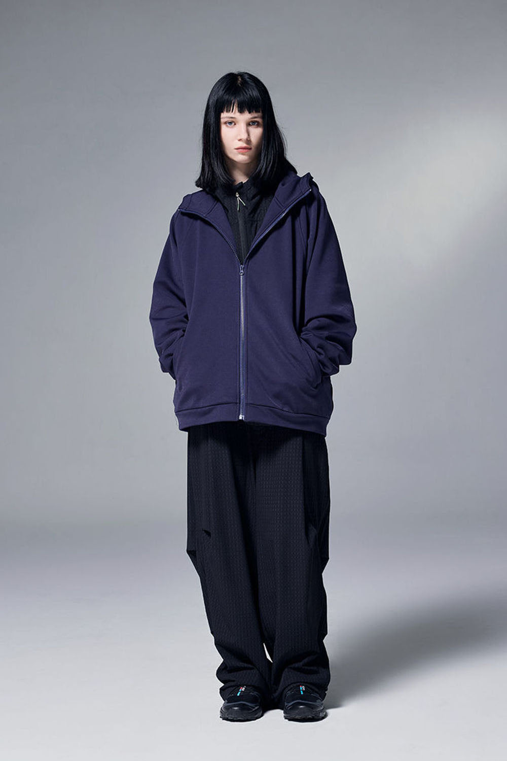 Hydrogen Four-Way Stretch Hooded Jacket with Plain Zip-Up Windproof Fleece