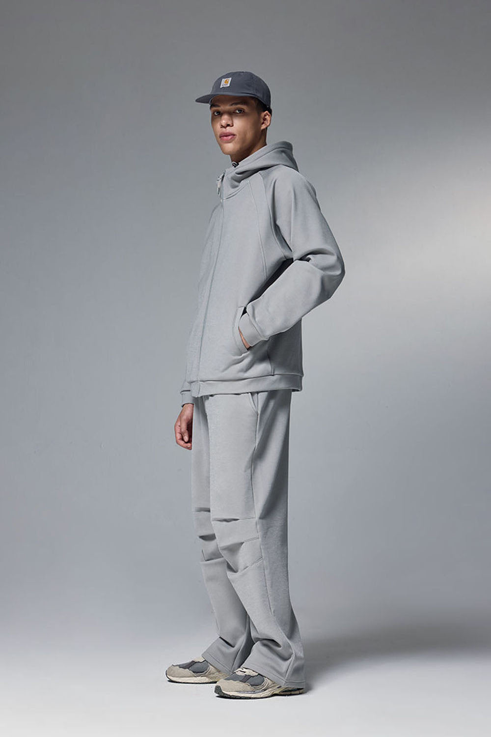 Hydrogen Four-Way Stretch Hooded Jacket with Plain Zip-Up Windproof Fleece