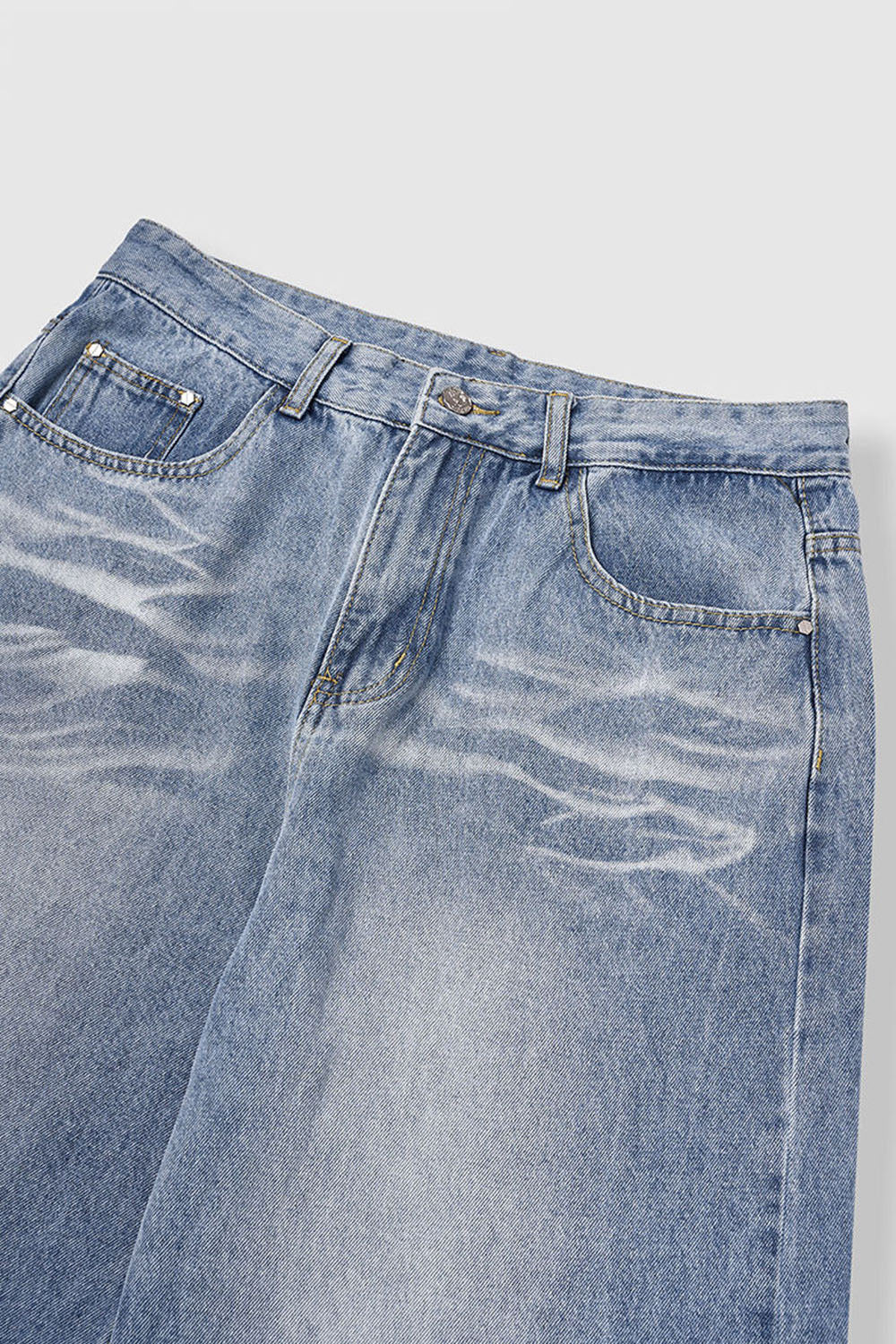 Ripple Wash Floor-Length Streetwear Vintage Jeans