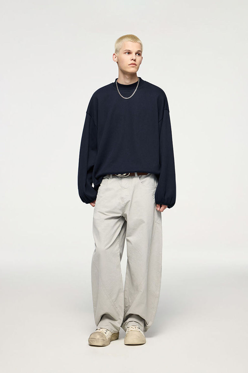 Flame Laminated Fleece Cropped Sweatshirt 325G with Plush Lining and Loose Crewneck