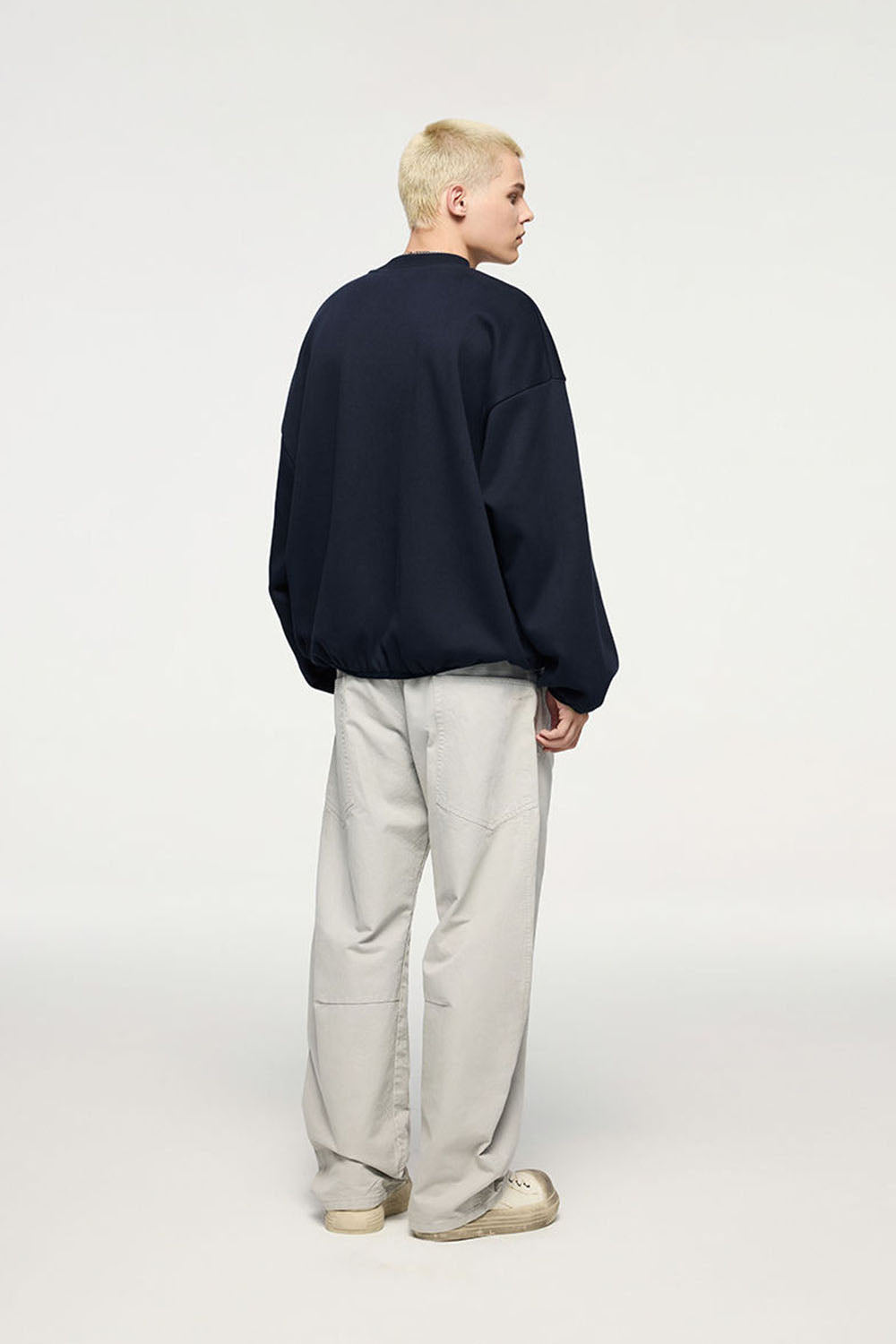 Flame Laminated Fleece Cropped Sweatshirt 325G with Plush Lining and Loose Crewneck