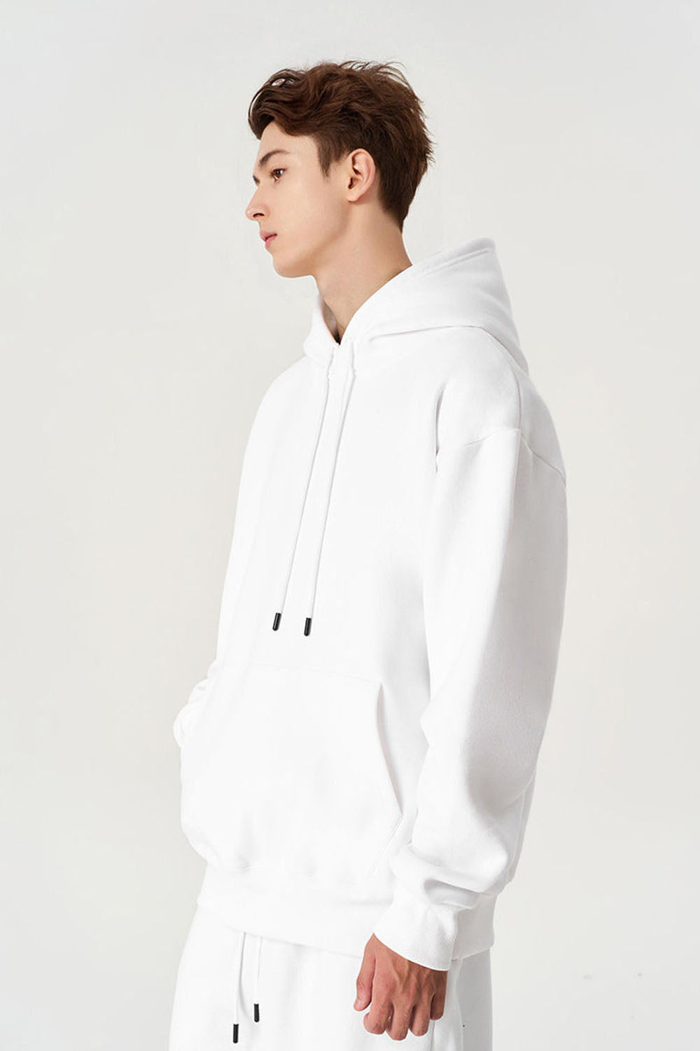 Solid Color 350g Fleece Hoodie with Plush Lining