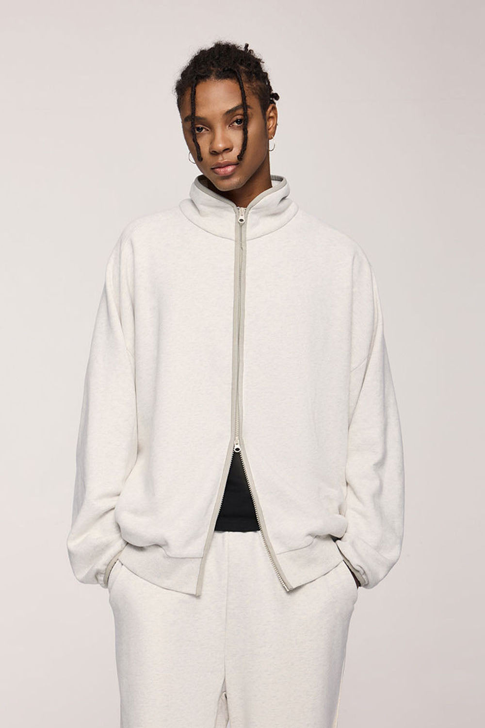 Sports Stand Collar Jacket with Double-Ended Zipper for Men