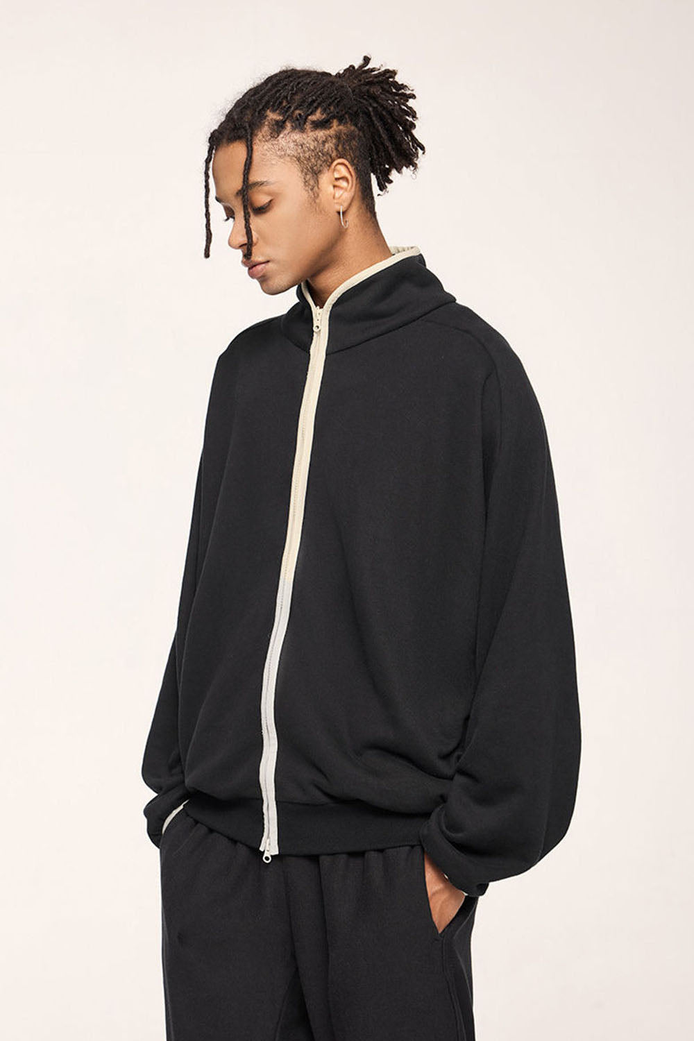 Sports Stand Collar Jacket with Double-Ended Zipper for Men