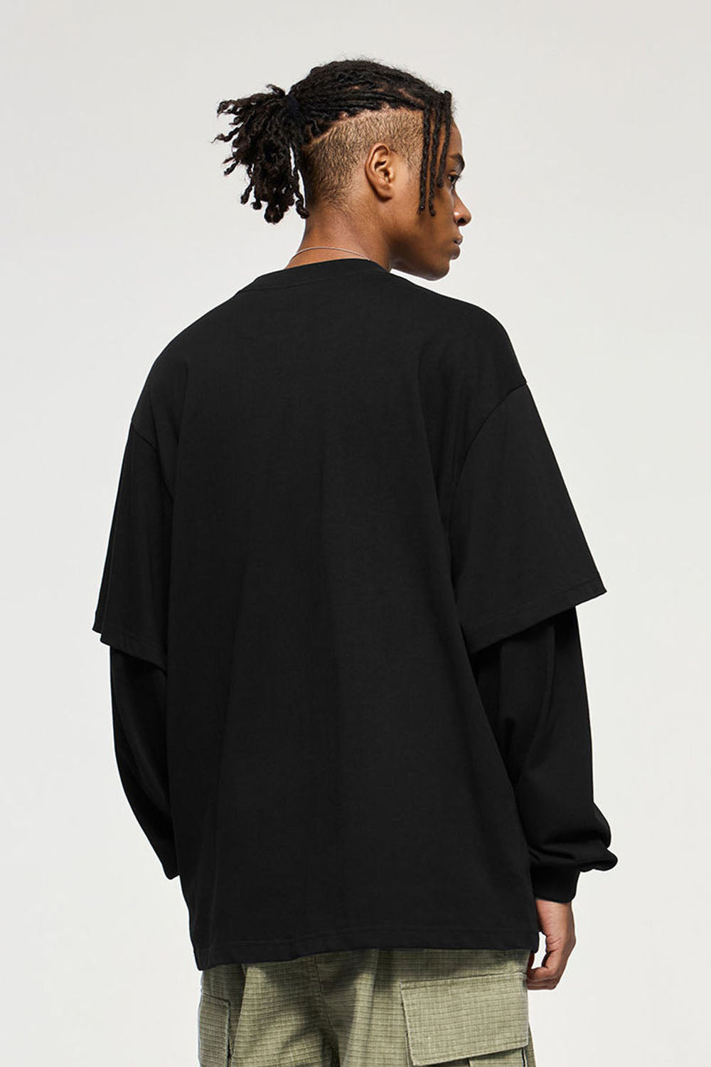 Heavyweight 265g Two-Layer Long Sleeve T-Shirt with Screw Rivet Pocket