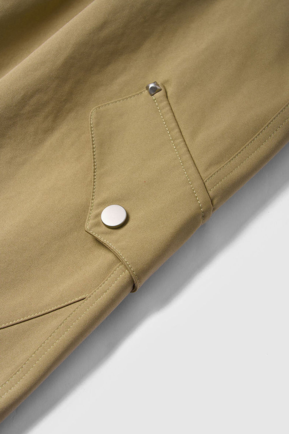 Rivet Faux Pocket Elastic Utility Pants with Wrinkle-Resistant Wide-Leg Design