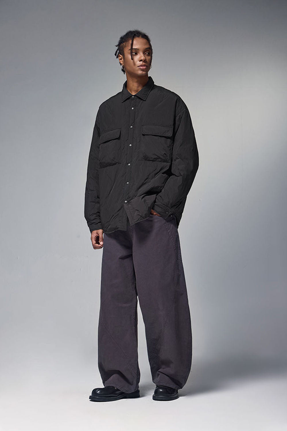 Water-Resistant Gourd Pattern Quilted Down Jacket with 90% Down Fill and Fold-Over Collar