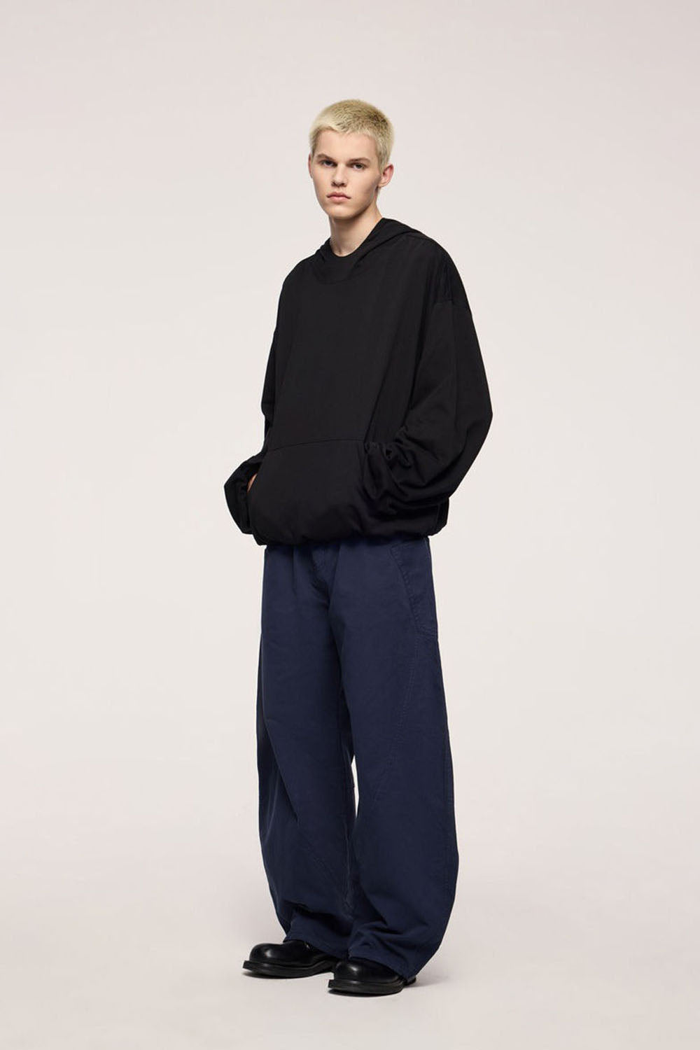 Curved Blade Cotton Utility Pants: Vintage Style Loose Casual Trousers