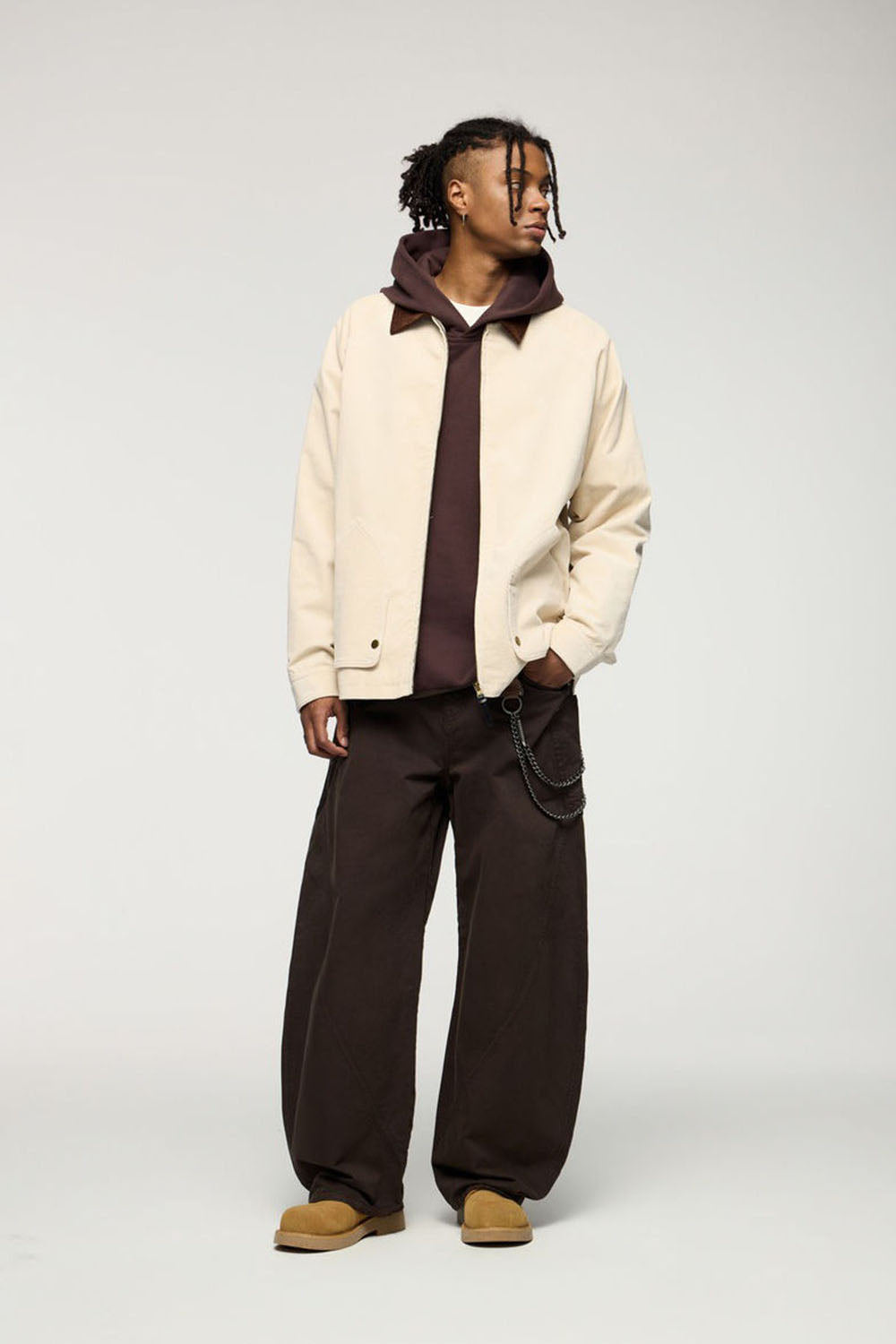 Curved Blade Cotton Utility Pants: Vintage Style Loose Casual Trousers