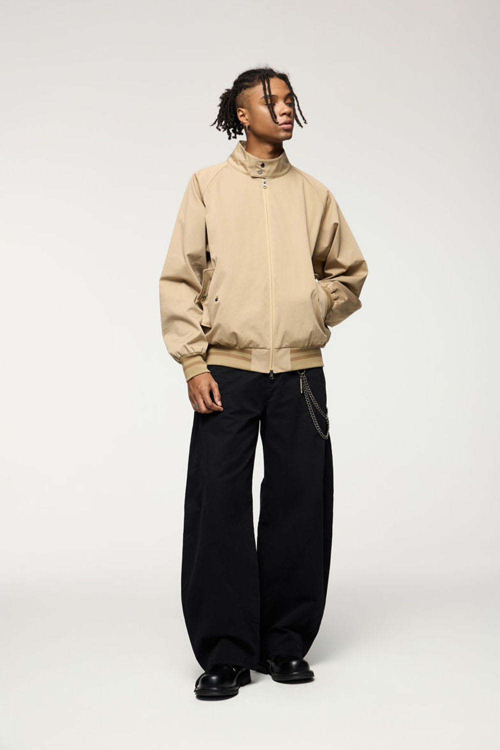 Curved Blade Cotton Utility Pants: Vintage Style Loose Casual Trousers