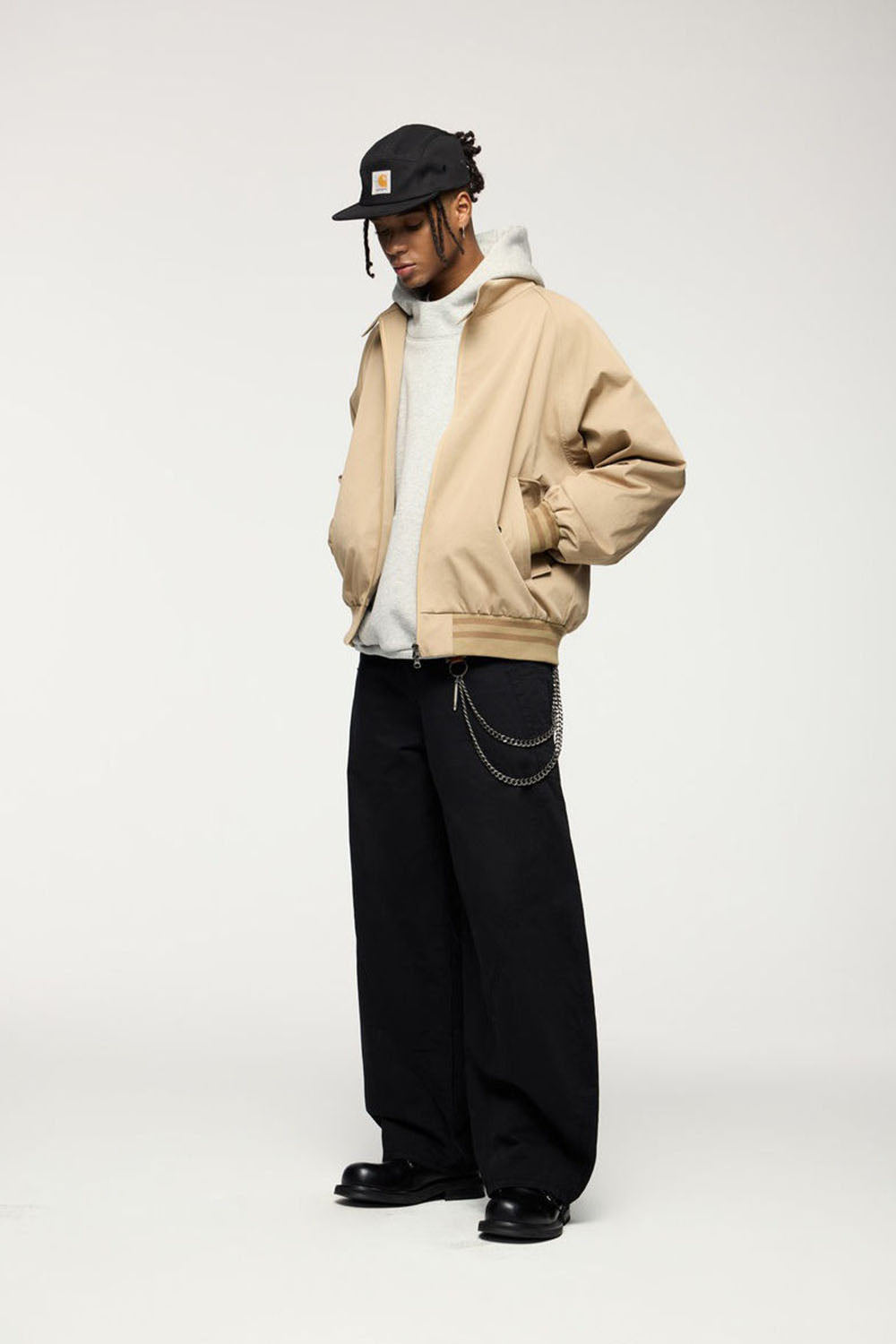 Curved Blade Cotton Utility Pants: Vintage Style Loose Casual Trousers