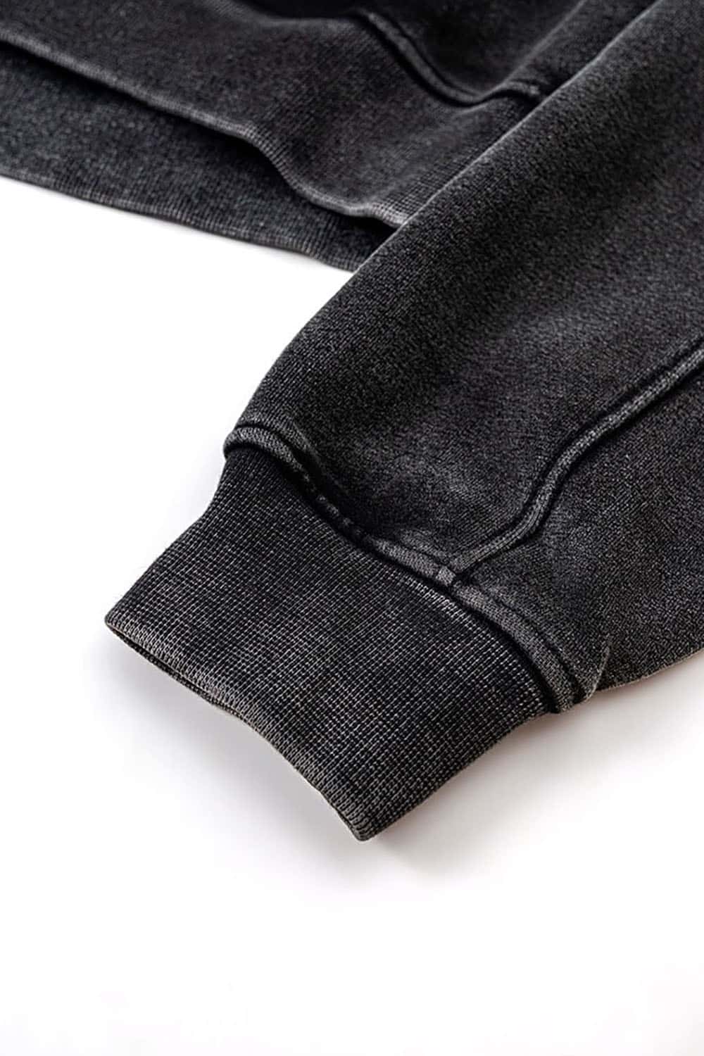 Vintage Washed Fleece-Lined Cropped Hoodie with Drop Shoulder Design