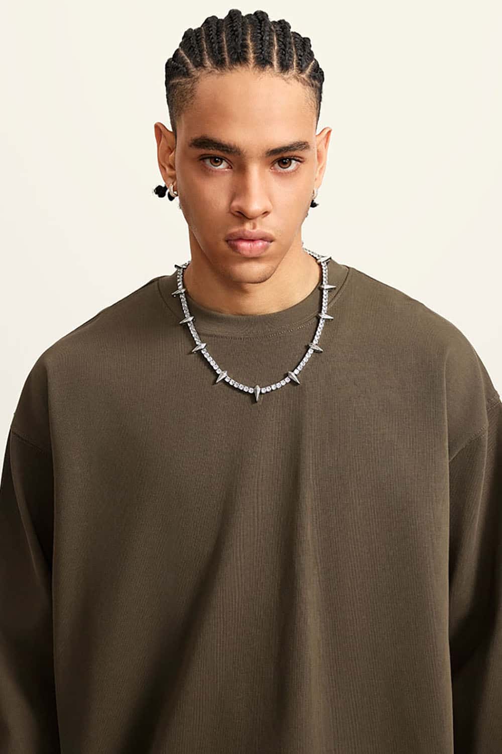 Heavyweight Basic Long Sleeve Solid Color Cotton Loose-Fit Plus Size T-Shirt