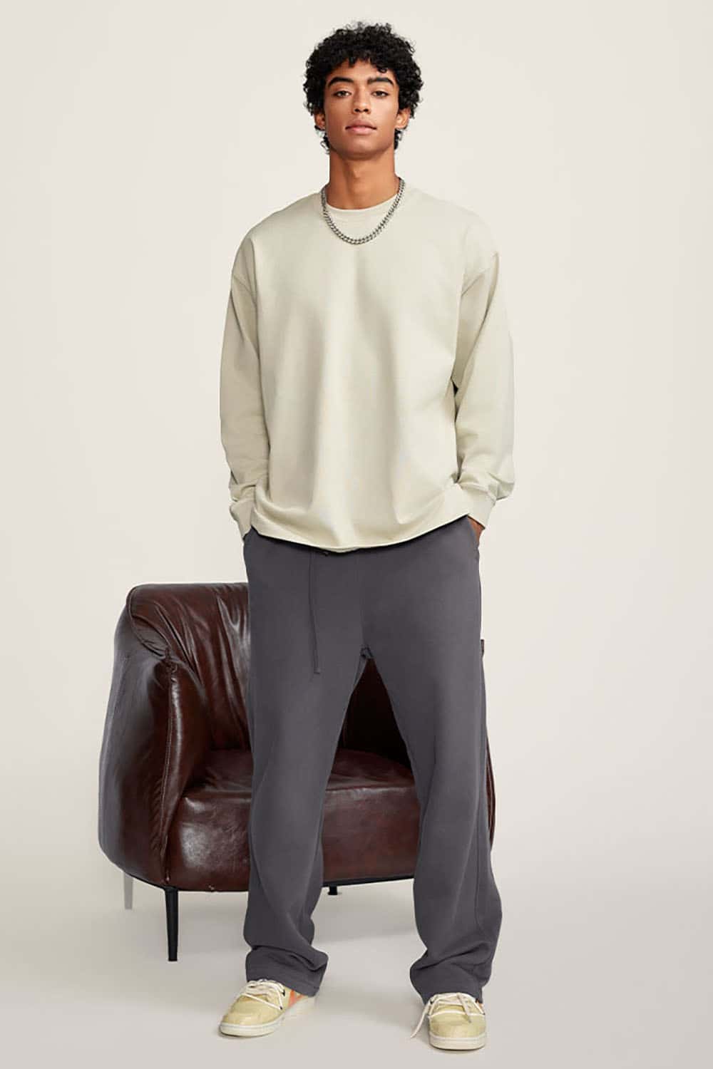 Heavyweight Basic Long Sleeve Solid Color Cotton Loose-Fit Plus Size T-Shirt