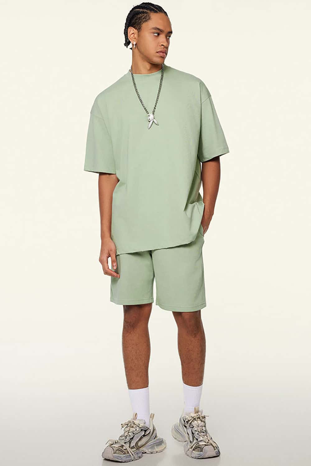 230g Cool-Touch Sports Solid Color Frayed Edge Loose-Fit Short Sleeve T-Shirt
