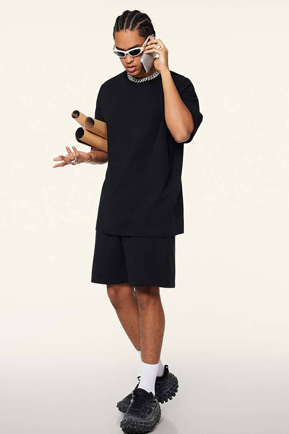 230g Cool-Touch Sports Solid Color Frayed Edge Loose-Fit Short Sleeve T-Shirt