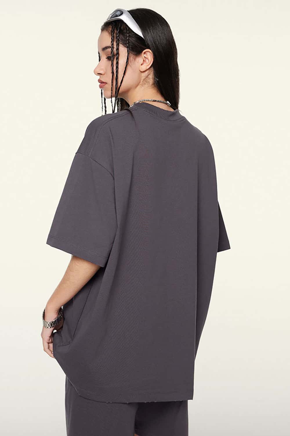 230g Cool-Touch Sports Solid Color Frayed Edge Loose-Fit Short Sleeve T-Shirt