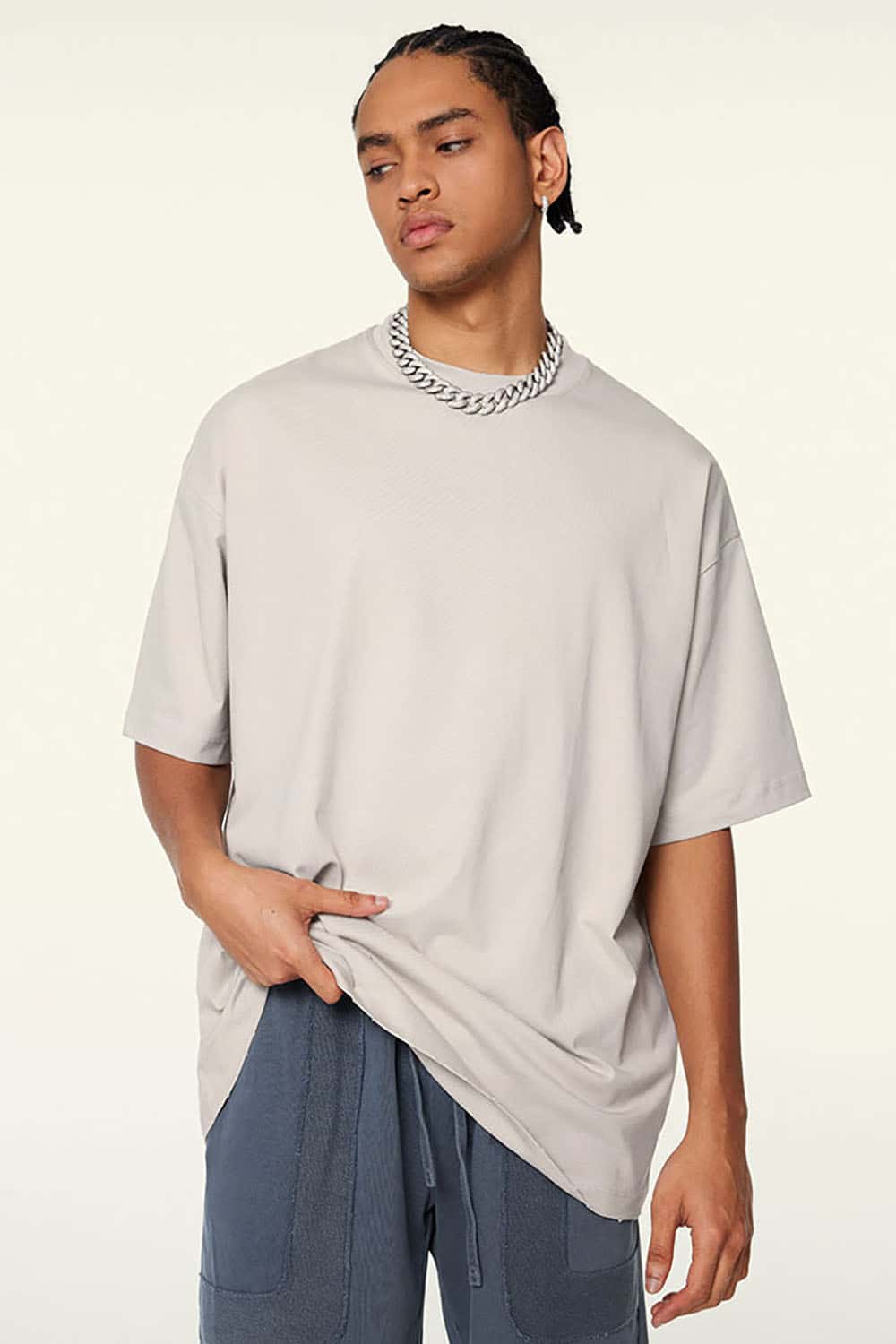 230g Cool-Touch Sports Solid Color Frayed Edge Loose-Fit Short Sleeve T-Shirt