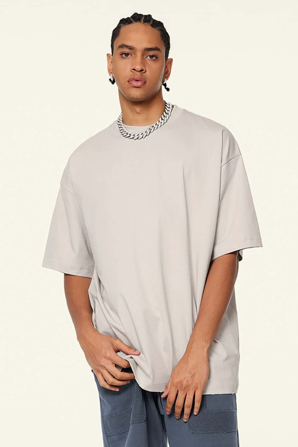 230g Cool-Touch Sports Solid Color Frayed Edge Loose-Fit Short Sleeve T-Shirt